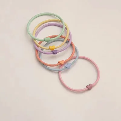 10PC Korean Colorful Heart Star Elasticity Hair Ties Scrunchies for Women Girls Ponytail Holder Hair Rings Rope Accessor