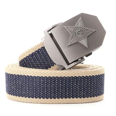 Canvas Outdoor Tactical Belt Unisex star Automatic Metal Buckle Jeans Accessories High Quality Mens Fashion Luxury Desig