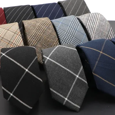 Classic Cotton Slim Plaid Neck Tie