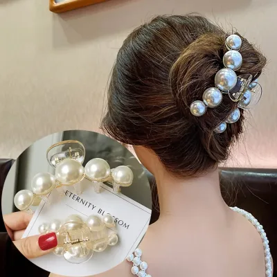 New Big Pearls Acrylic Hair Claw Clips Crab Hairpins Large Makeup Hair Styling Barrettes for Women Hair Accessories Bow 