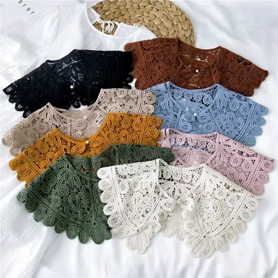 Fake Collars Shawl O-Neck Doll False Collar Shirt Women Hollow Crochet Lace Detachable Collar Clothes Accessories Faux C