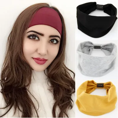 Cotton Wide Stretch Headbands Sport Yoga Gym Sweatband Headband for Women Hairband Head Bands Elastic Head Wrap Basketba