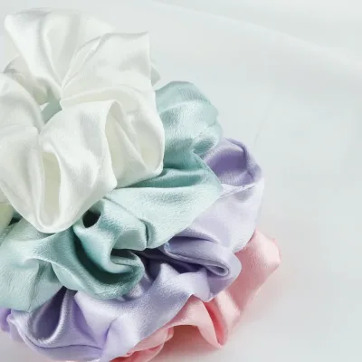 5PCS/Lot Fashion Silk Satin Scrunchies Headband Large Elastic Rubber Hair Band Women Gilrs Ponytail Holder Hair Ties Acc
