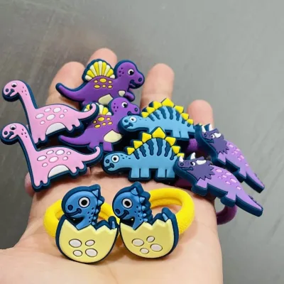 10Pcs/set Cartoon Dinosaur Hair Accessories Children Rubber Bands Scrunchies Elastic Hair Bands Girls Headband Decoratio