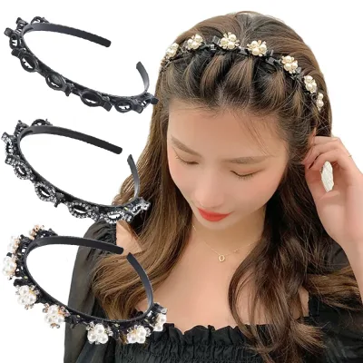 Double Layer Bands Clip Hairbands Fashion Plastic Braided Headband Punk New Knitting Womens Headwear Hair Accessories Pe