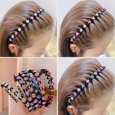 Pearl Rhinestone Flower Hair Hoop Headband