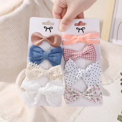 Floral Lace Bow Hair Clip Set for Girls — 4 Pack