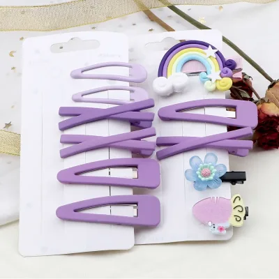Mixed 5Pcs/Set Hair Clips Accessories Sweet Simple BB Hairpin X-shaped Hairpins 6Pcs/Sets Solid Purple Color Barrettes H