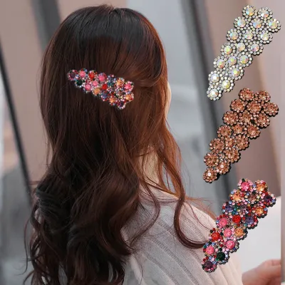 Rhinestone Hairpin Flower Duckbill Side Hair Clip Barrettes Crystal Retro Hair Accessories For Women Ponytail Headwear H
