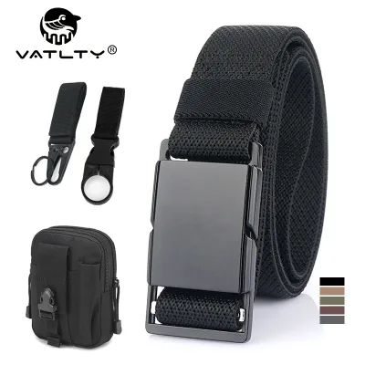 VATLTY 3.4cm Elastic Casual Belt for Men Metal Magnetic Buckle Quick Release Outdoor Work Belt Stretch Waistband Male Gi