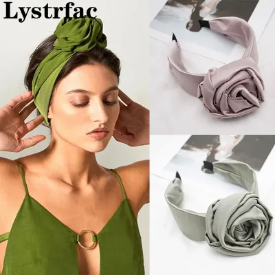 Satin Big Knot Turban Wide Headband Women Solid Colour Bandana