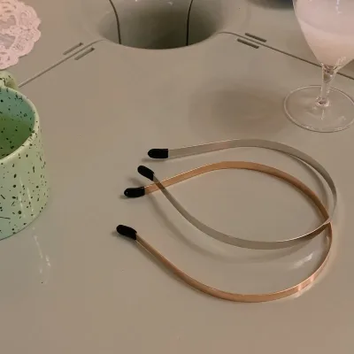 Gold Silver Plated Flat Metal Thin Headbands Simple Plain Hairbands High-polished Vintage Headwrap Women Fashion Hair Ho