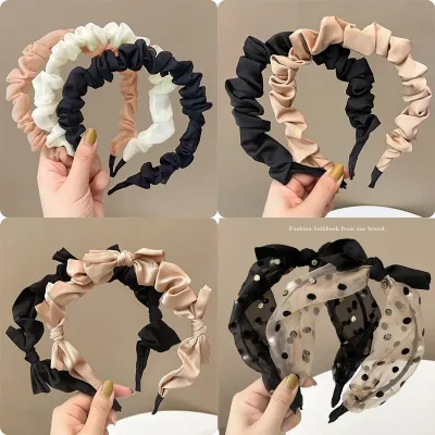 Korean Hairbands for Woman Hair Accessories Candy Color Pleated Bowknot Headband Women Girls 2021 Fashion Designer Hair 