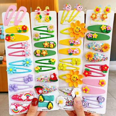 Colourful Cartoon Flower Hairpins Children Girls 12-Pack Set