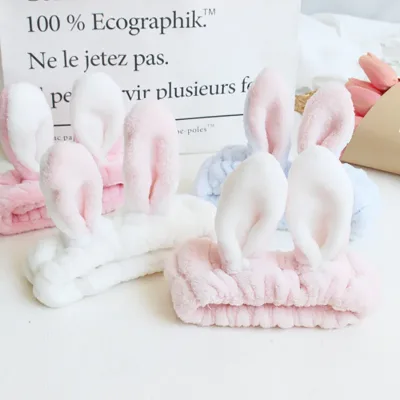 Coral Fleece Rabbit Ear Headband