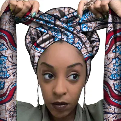 African Print Bonnet With Long Ribbon Wrap Single Layer Head Wrap Ankara Pattern Women Hair Cover Large Size Hair Wrap C