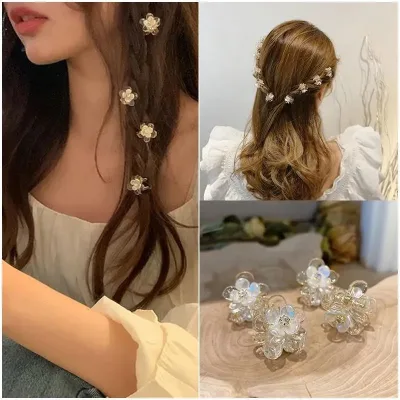 Fashion Small Fresh Simple Transparent Flower Claw Clip Female Girl Crab Hair Clip Mini Cute Accessories Hair Beads for 