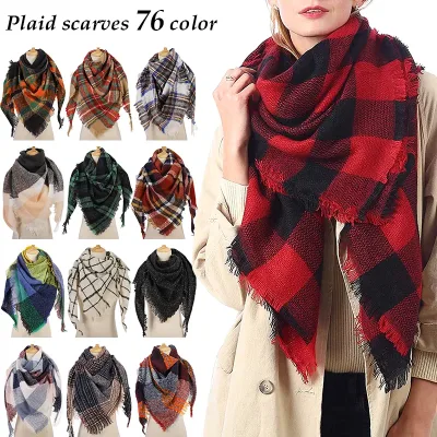 Women's Triangle Knitted Plaid Scarf