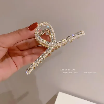 Pearl Diamond Plate Large Non-Slip Shark Claw Hair Clip Metal