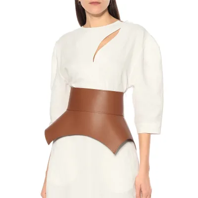 Fashion arc design style waist seal waist corset type wide waist seal leather coat sheepskin wide belt