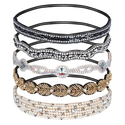 Ethnic Seed Beads Pearl Handmade Elastic Headband Customized Beaded Hairband For Women & Girls Hair Accessories