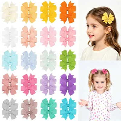 10/20Pcs Grosgrain Ribbon Solid 3.5Inch Hair Bows With Clip For Girls Hair Clips Hairpin Barrettes Headwear Kids Hair Ac