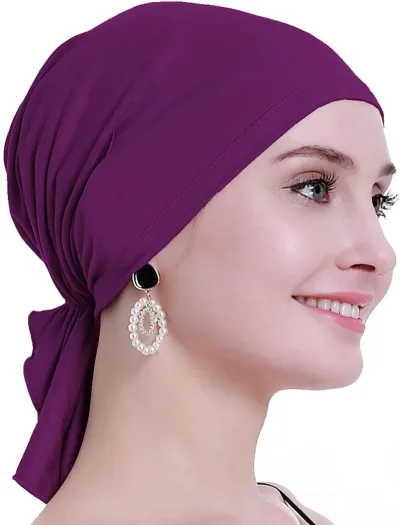 New Muslim Bamboo Pre-Tied Scarf Ladies Chemo Cap Women Turban Hat Headwear Headscarf Wrap Cancer Bandanas Hair Accessor