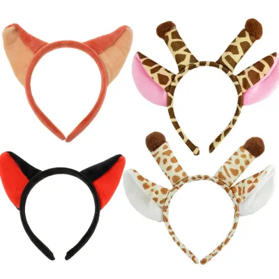 Cartoon Anime Headpiece Fluffy Plush Giraffe Ears Headband Female Girl Lolita Cosplay Props Chriatmas Halloween Party Ha
