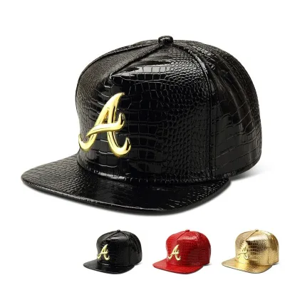 Trendy PU Crocodile Skin Hip Hop Cap For Men Women Rap Snap Back Cap Letter Flat Baseball Bonnet Homme Gold Dad Trucker 