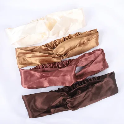 Fashion Silk Satin Headbands Cross Top Knot  Elastic Hair Bands Women Girls Solid Hairbands Scrunchies Turban Hair Acces