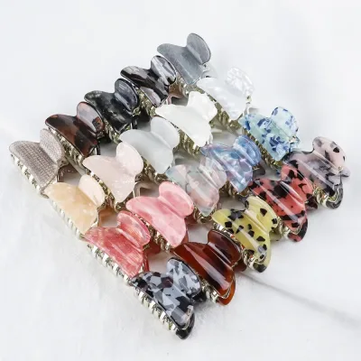 Acrylic Acetate Print Small Hair Claw Clips Women Girls Cute Mini Plastic Crab Hair Clamps Barrettes Hairpins Hair Acces