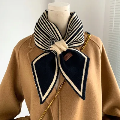 Knitted Scarf New Design Striped Luxury Brand Scarf Women Winter Scarf Warm Long Skinny Small Scarf Female Neckerchief S