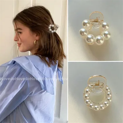 Sweet Mini Round Pearl Hair Clips for Women Girls Hair Claw Chic Barrettes Claw Crab Hairpins Styling Fashion Hair Acces