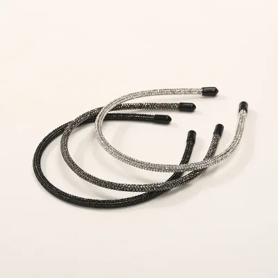 Fashion Shiny Full Rhinestone Hairband Women Thin Headband Alloy Hair Hoop Gold Silver Crystal Headwrap Turban Hair Acce