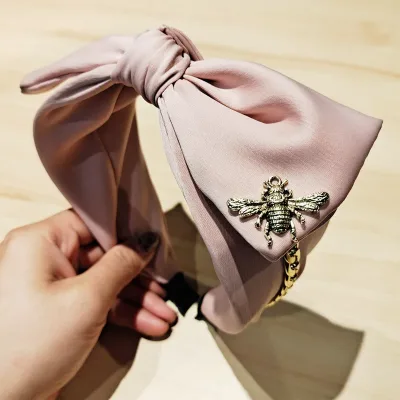 Metal Bee Hairband with Big Bow Knot