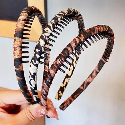 New Women Elegant Print Leopard Toothed Vintage Hairbands Bangs Broken Hair Finishing Wash Headband Fashion Hair Accesso