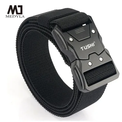 MEDYLA Official Genuine Tactical Belt Metal Buckle Quick Release Elastic Belt Casual Tooling Training Belt Men's Trouser