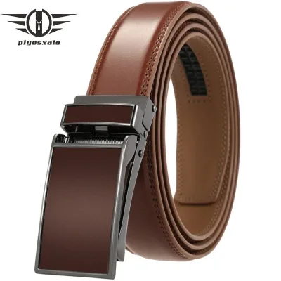 3-3.1cm Width Men's Belt Business Formal Real Cowhide Leather Ratchet Belt High Quality Metal Automatic Buckle For Man B