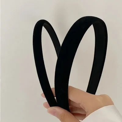 SWINATE Black Velvet Double Wide Headband Stretch Hair Hoop Plain