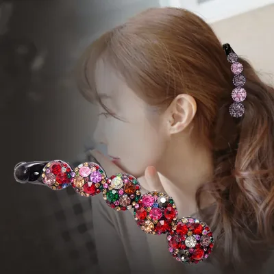 Rhinestone Barrette Hair Claws Hairpin Banana Vintage Hair Clips Hair Accessories For Women Shinning Ponytail Crystal He