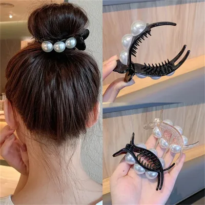 New Pearl Hair Claw Clip For Women Meatball Head Fixed Hair Styling Tools Hairpin Accessories Grab Clip Jewelry Hair Orn