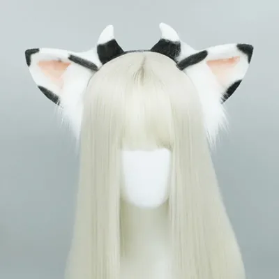 Plush Ears Hair Hoop Halloween Cow Ears Headband Furry Cartoon Animal Hairband Anime Fancy Dress Cosplay Headdress