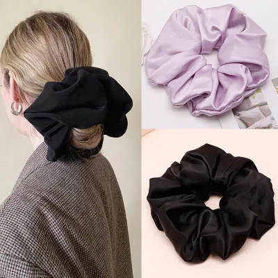 Lystrfac Stain Silk Oversize Scrunchies for Women Girls Solid Color Hair Rope Elastic Hair Band Hair Tie Hair Accessorie