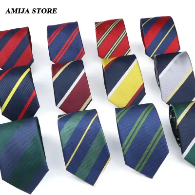 Brand New Men's Tie Red Blue Yellow Striped Plaid Jacquard Necktie Daily Wear Accessories Cravat Wedding Party Gift For 