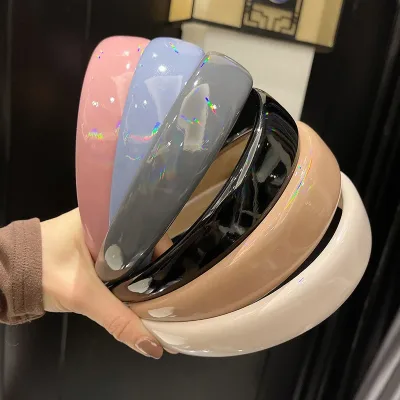 Vintage Patent Leather Thickened Sponge Womens Headband Solid Hairbands Girl Broadside Hair Hoop Fashion Simple Hair Acc