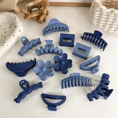 New Fashion Blue Korean Hair Clip Large Size Hair Claw Clip Frosted Crab Hair Clips Hairpins Barrette for Women Hair Acc
