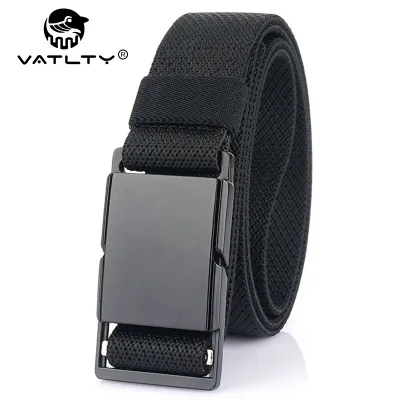 VATLTY Magnetic Elastic Belt Men Alloy Buckle Quick Release Unisex Thin Belt 34mm Brown Belt Male Female Jeans Waistband