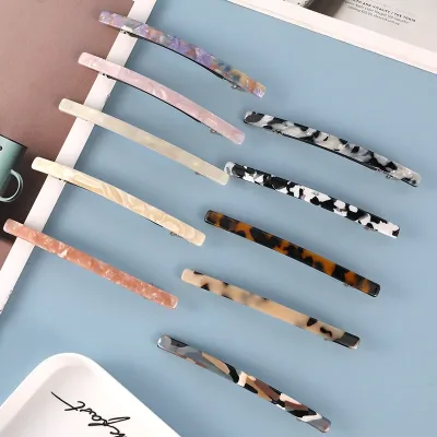 Women Fashion Leopard Acetate Geometric Hair Clips Vintage Hairpins Long Barrettes All Match Fashion Hair Accessories Gi