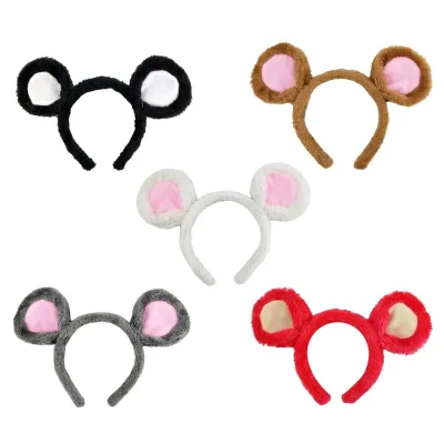 Plush Mouse Ears Headbands Cartoon Animal Ears Hair Hoop Cute Bear Ears Hairband Halloween Party Costume Photo Props F3M