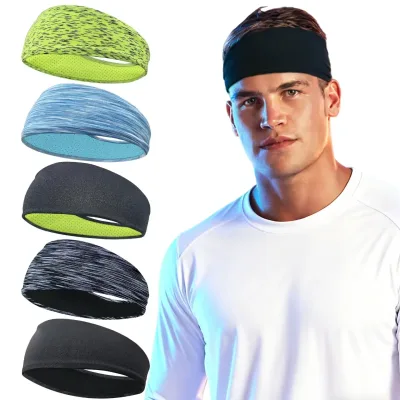 4/5pcs Sweatband for Men Women Elastic Sport Hairbands Head Band Yoga Headbands Headwear Headwrap Sport Workout Hair Acc